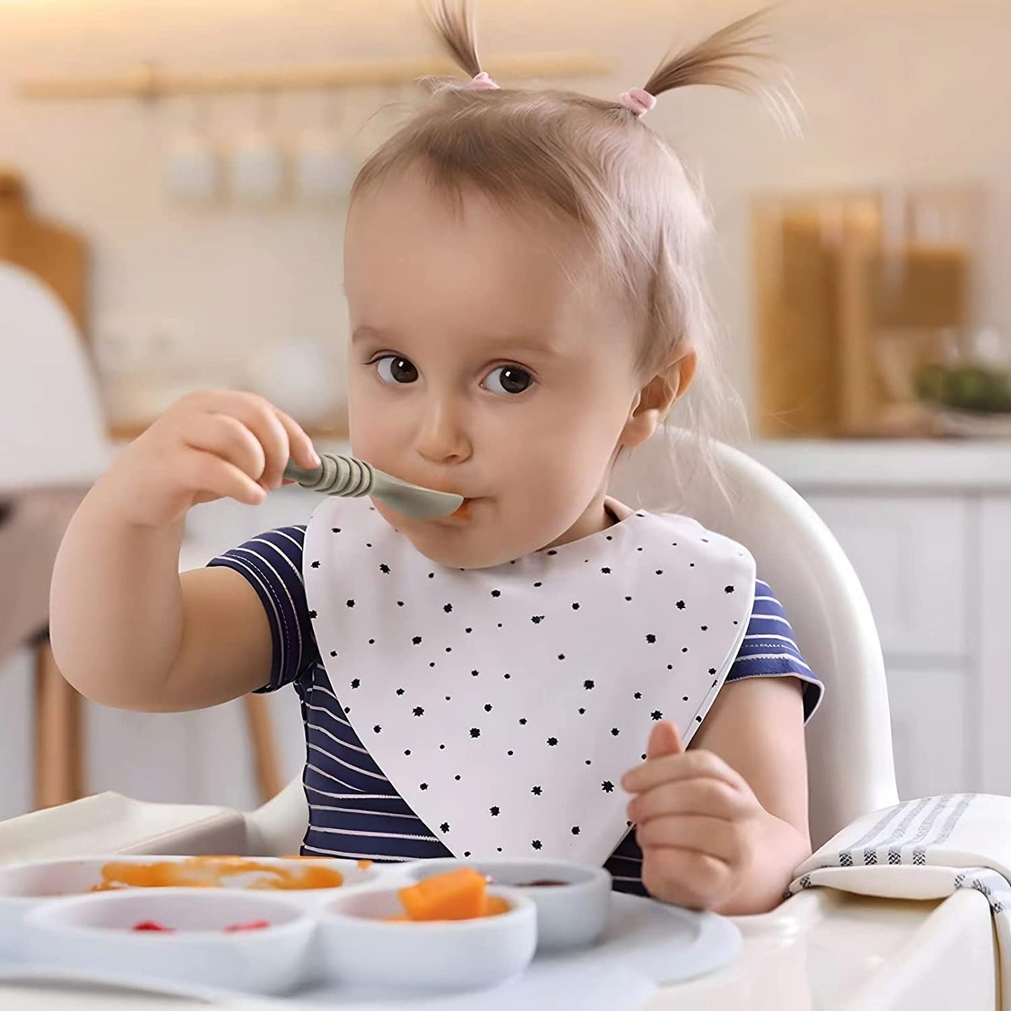 7 Pack Silicone Baby Feeding Spoon| Baby Led Weaning Spoon for Self Feeding First Stage| Infant Toddler Baby Spoons 4 6Months| BPA Free