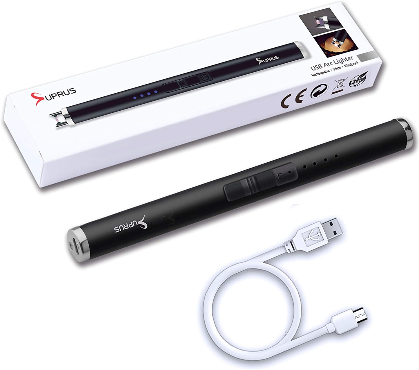 Rechargeable USB Arc Candle Lighter - Flameless, Windproof, and Portable Electric Lighter in Gift Box