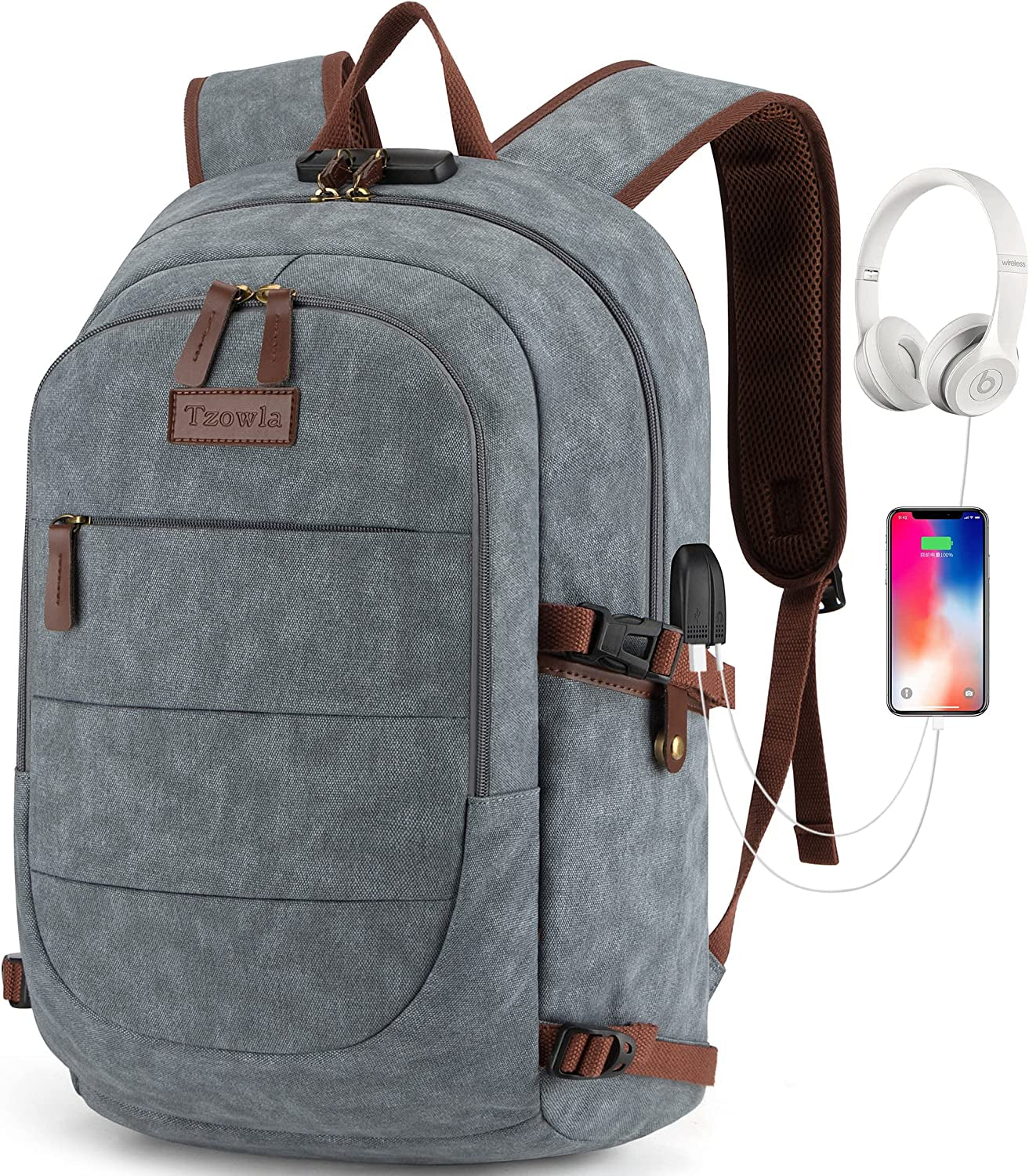 Water-Resistant Anti-Theft Laptop Backpack with USB Charging Port - 15.6 Inch Business Bag for Men and Women