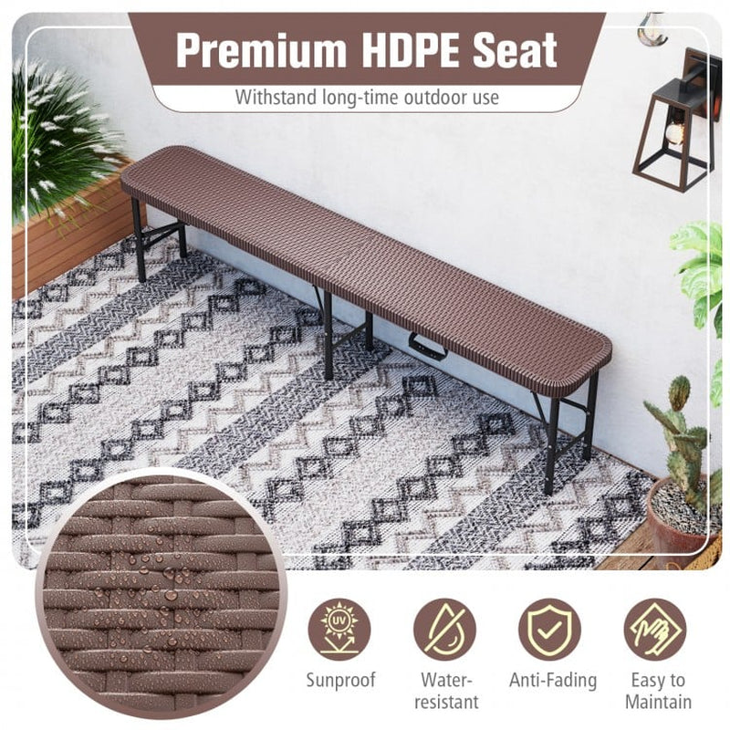 6-Foot Plastic Folding Bench with 1320 lbs Weight Capacity and Convenient Handle