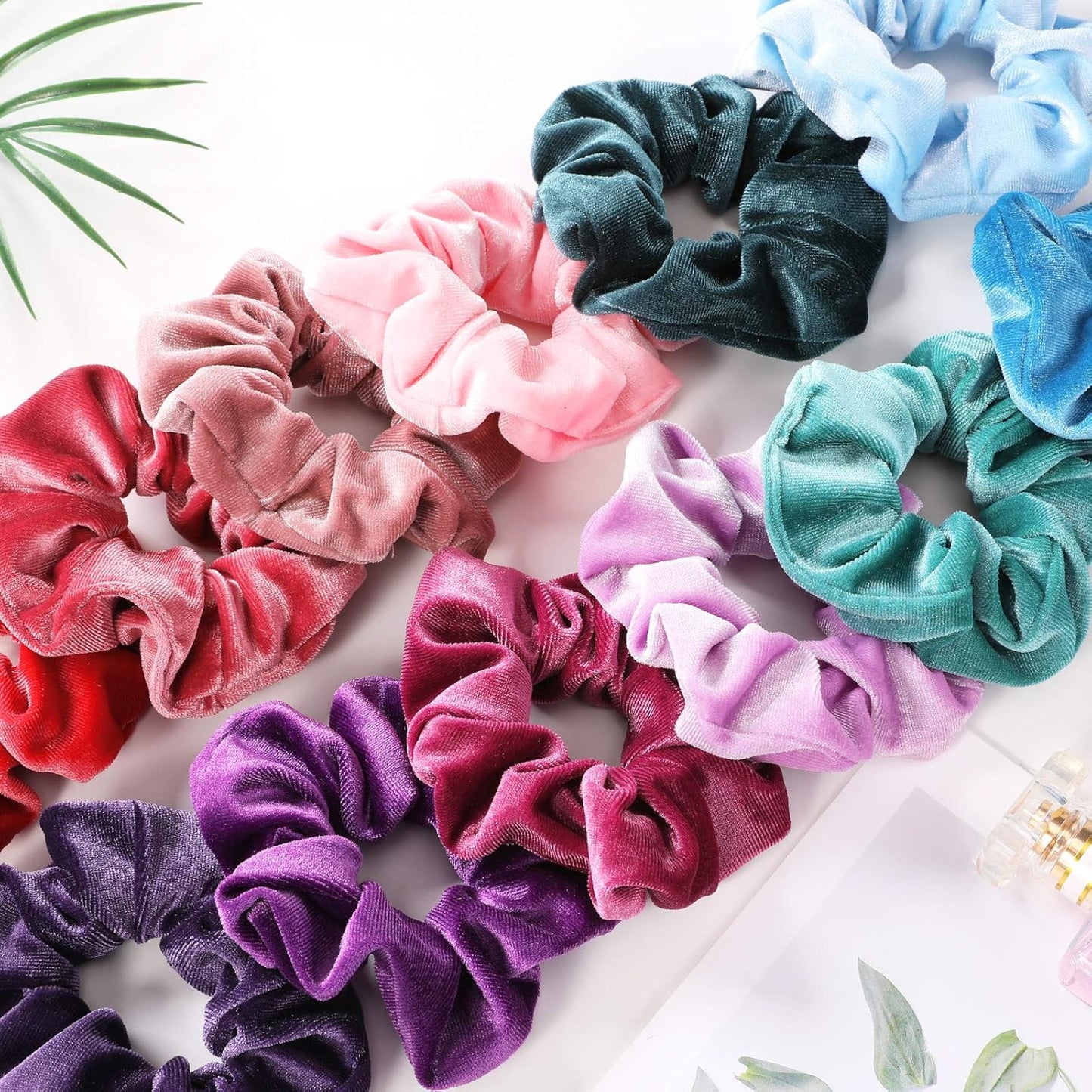 Velvet Scrunchies for Women - 12 Pack of Classic Dark Color Elastic Hair Ties, Soft Ponytail Holders and Accessories