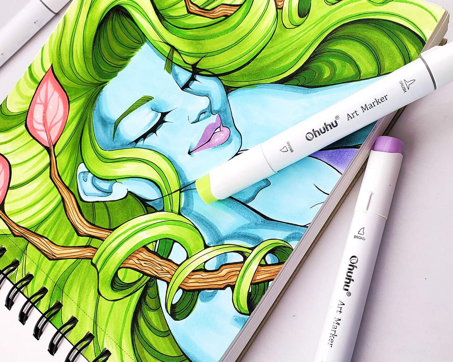 Alcohol Marker Paper Sketchbook - 8.9 x 8.3 Inch, 120 LB/200 GSM, 60 Sheets, Spiral Bound, Ideal for Alcohol Markers