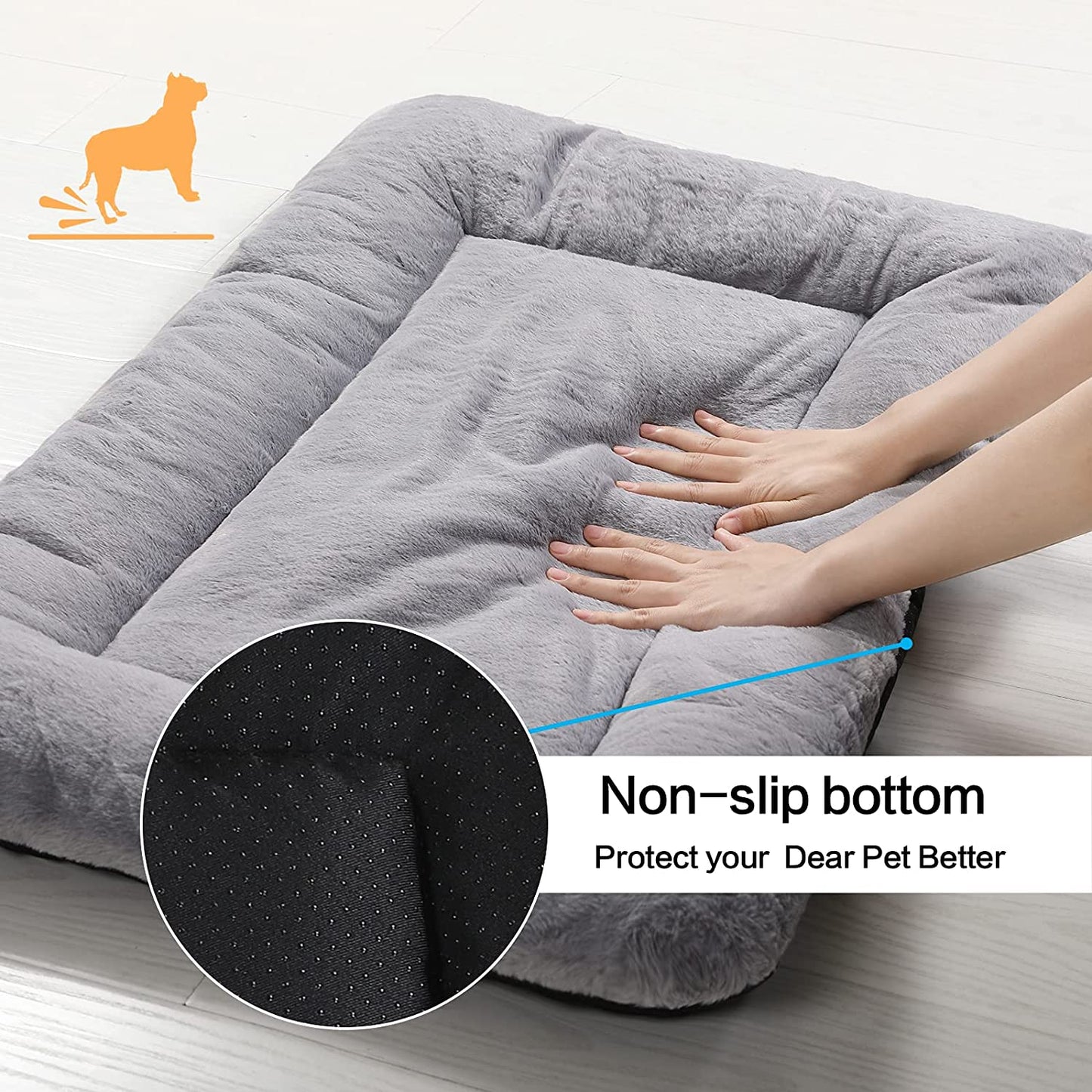 Dog Bed Mat 36" for Metal Crates - Ultra-Soft, Machine Washable, Anti-Slip Kennel, 36L x 23W x 1H Inch Med - Lrg