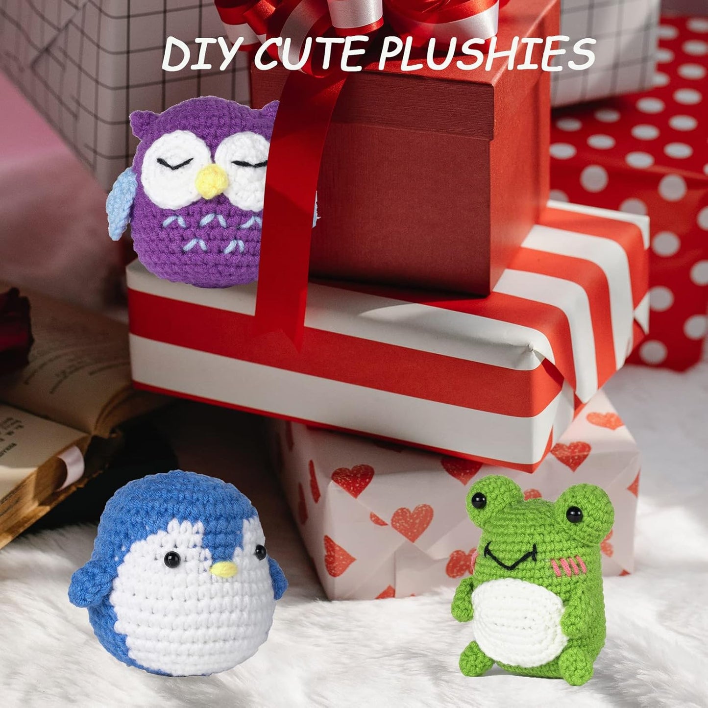 Beginner Crochet Animal Kit - 3-Piece Set with Step-by-Step Instructions and Video Tutorials for Kids and Adults