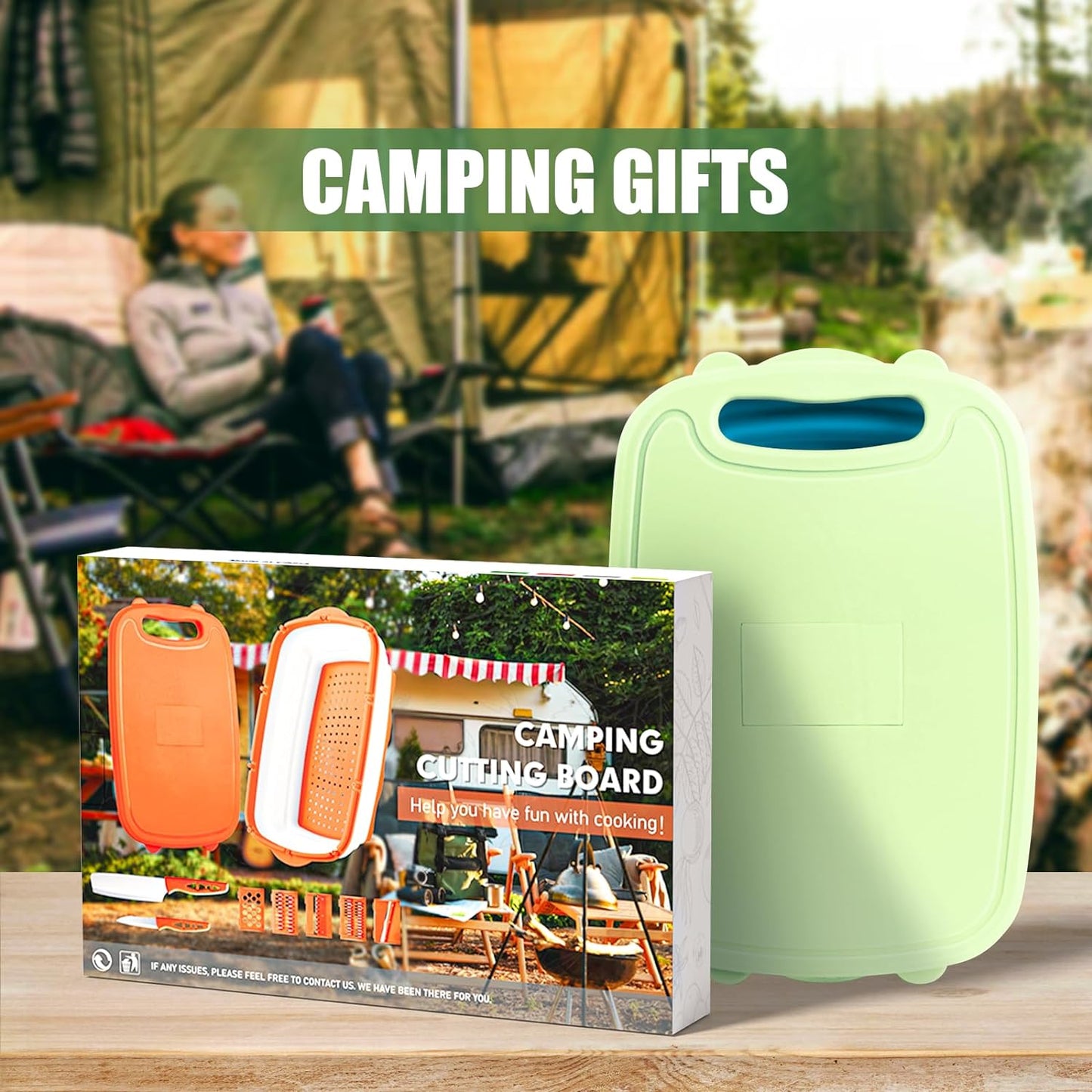 Collapsible 9-in-1 Camping Cutting Board with Colander - Multi-Functional Chopping Board and Vegetable Washing Basket