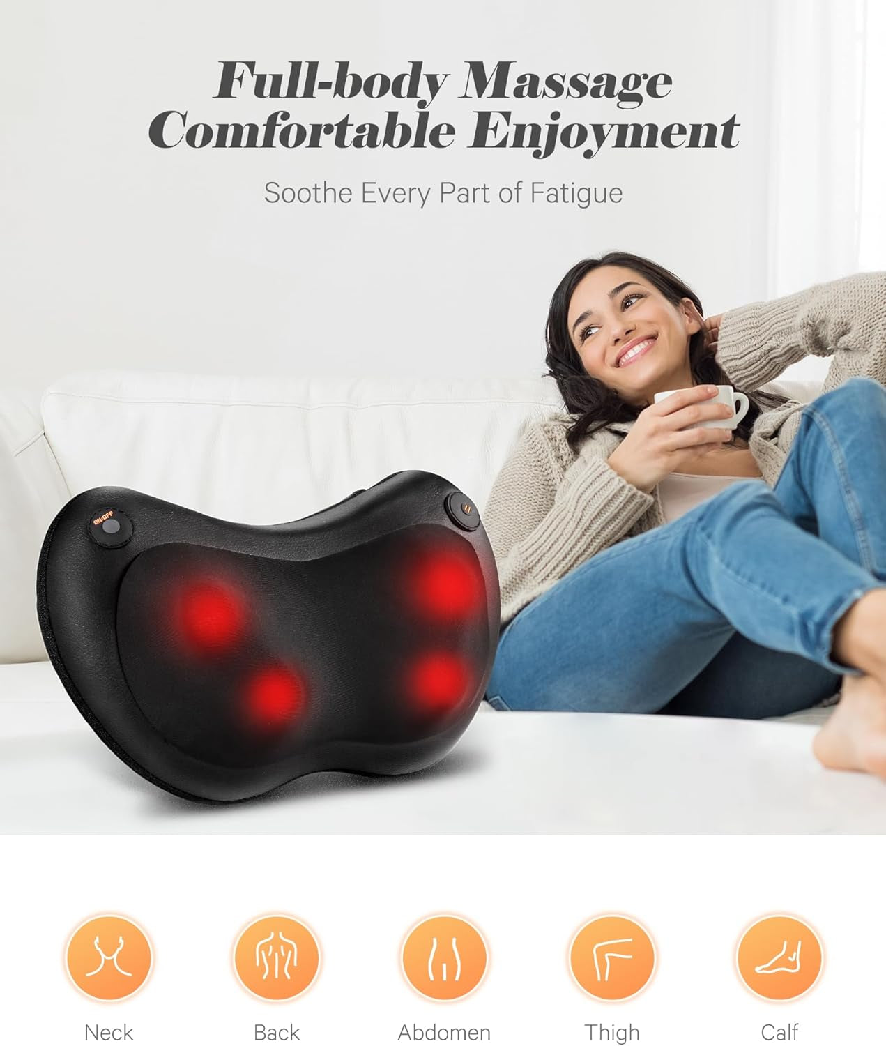 3D Deep Tissue Neck and Back Massager Pillow with Heat for Pain Relief and Relaxation, (Black)