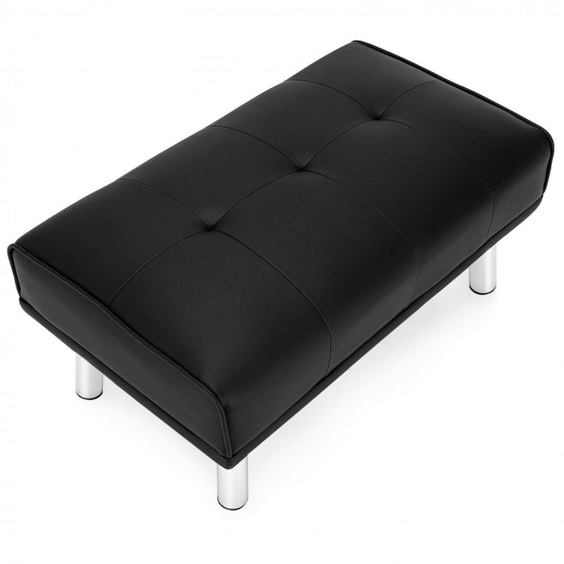Rectangle Tufted Ottoman Featuring Stainless Steel Legs for Living Room Decor