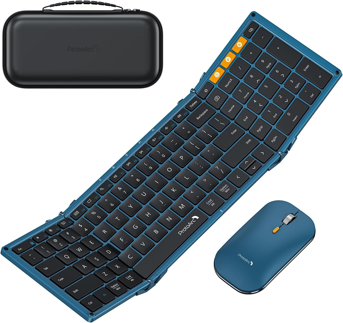XKM01 Foldable Bluetooth Keyboard and Mouse Combo for Business and Travel, Dual Connectivity (2.4G + Bluetooth), Full-Size Portable Design for Laptops and Tablets (Space Gray)