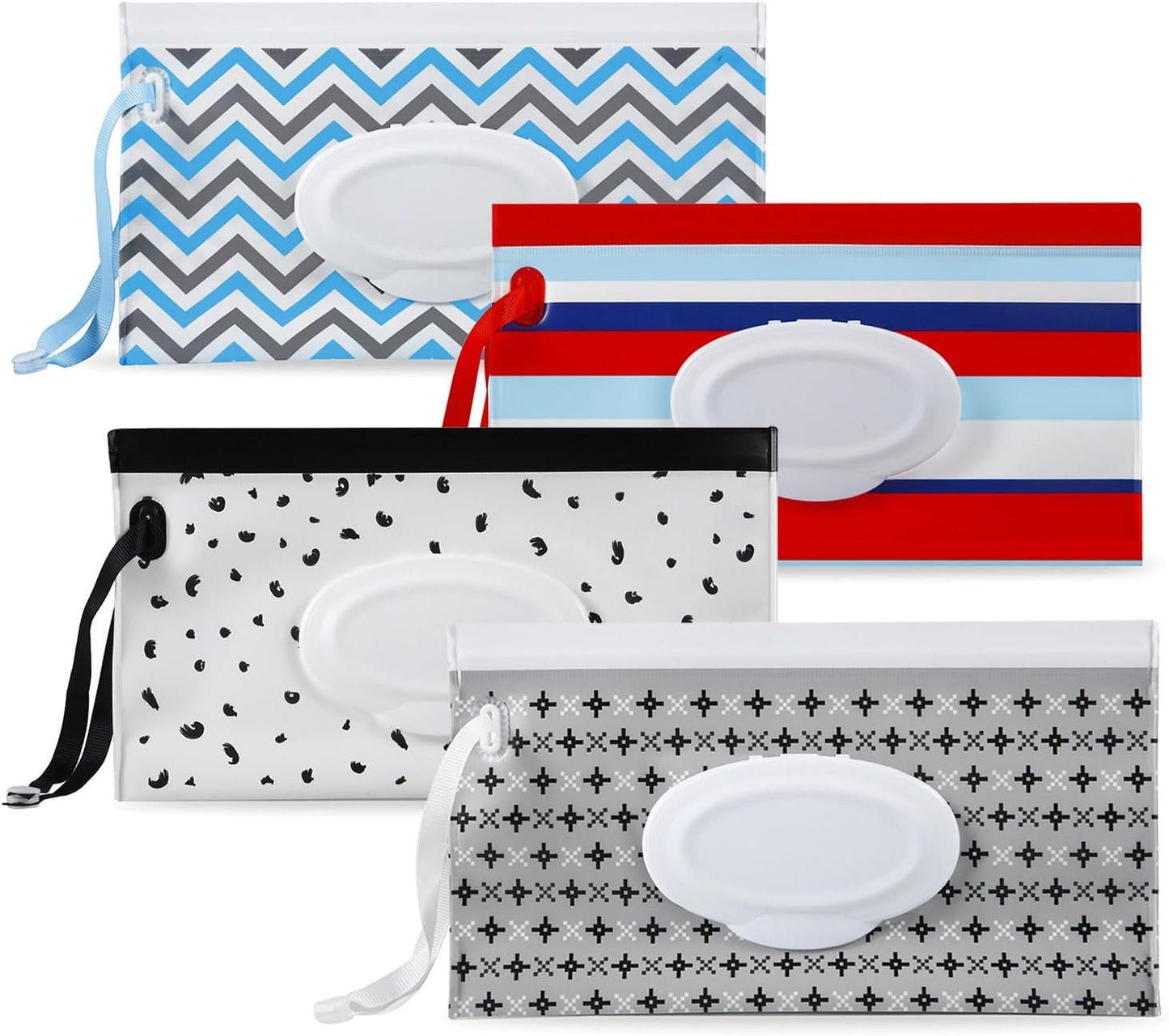 4 Pack Baby Wipe Dispenser, Reusable Container, Baby Wipes Holder, Travel Wipes Case, Portable Wipes Dispenser Pouch