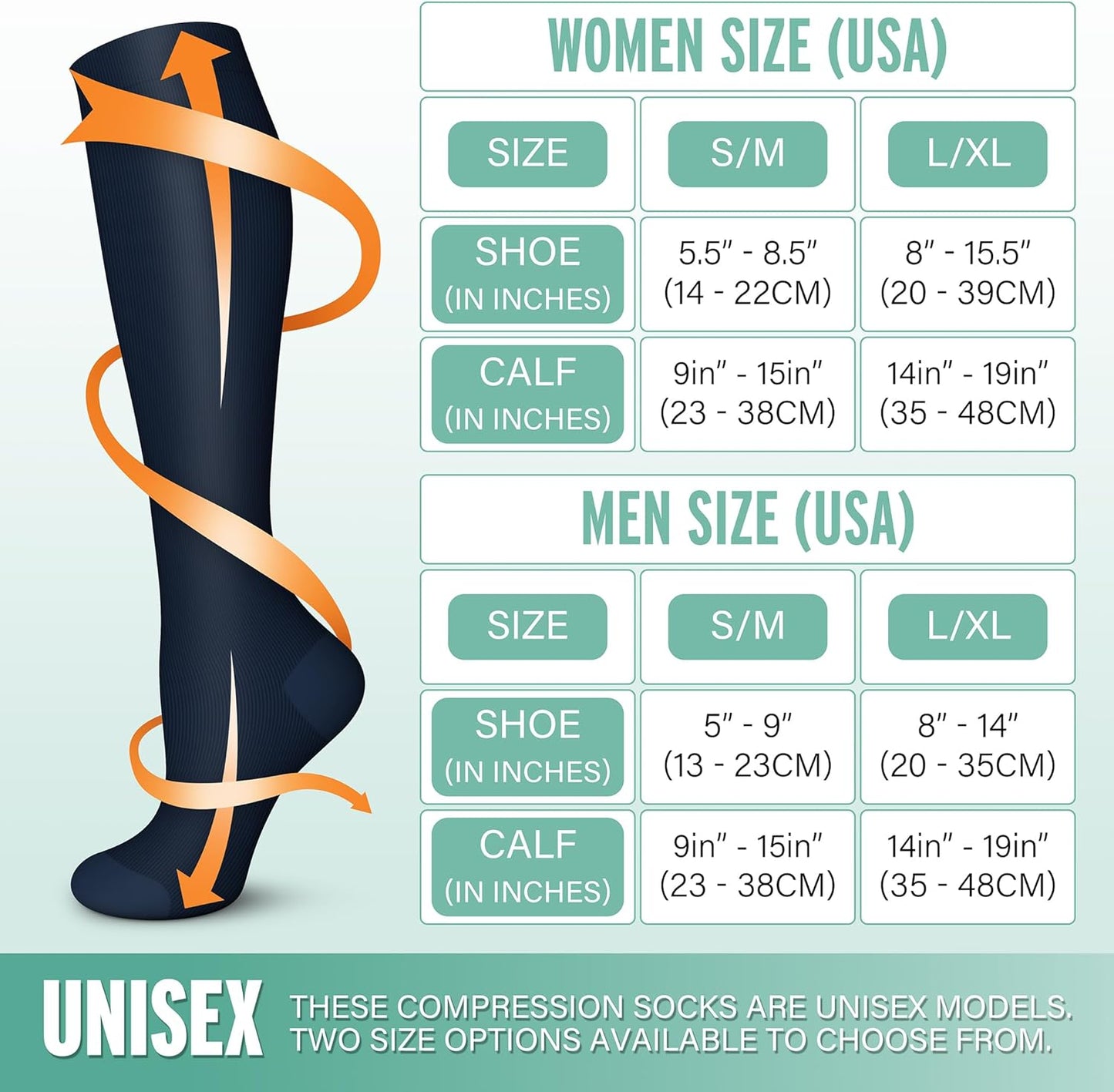 Compression Socks for Men and Women - 15-20 mmHg Support for Nurses, Running, Hiking, Recovery, and Travel