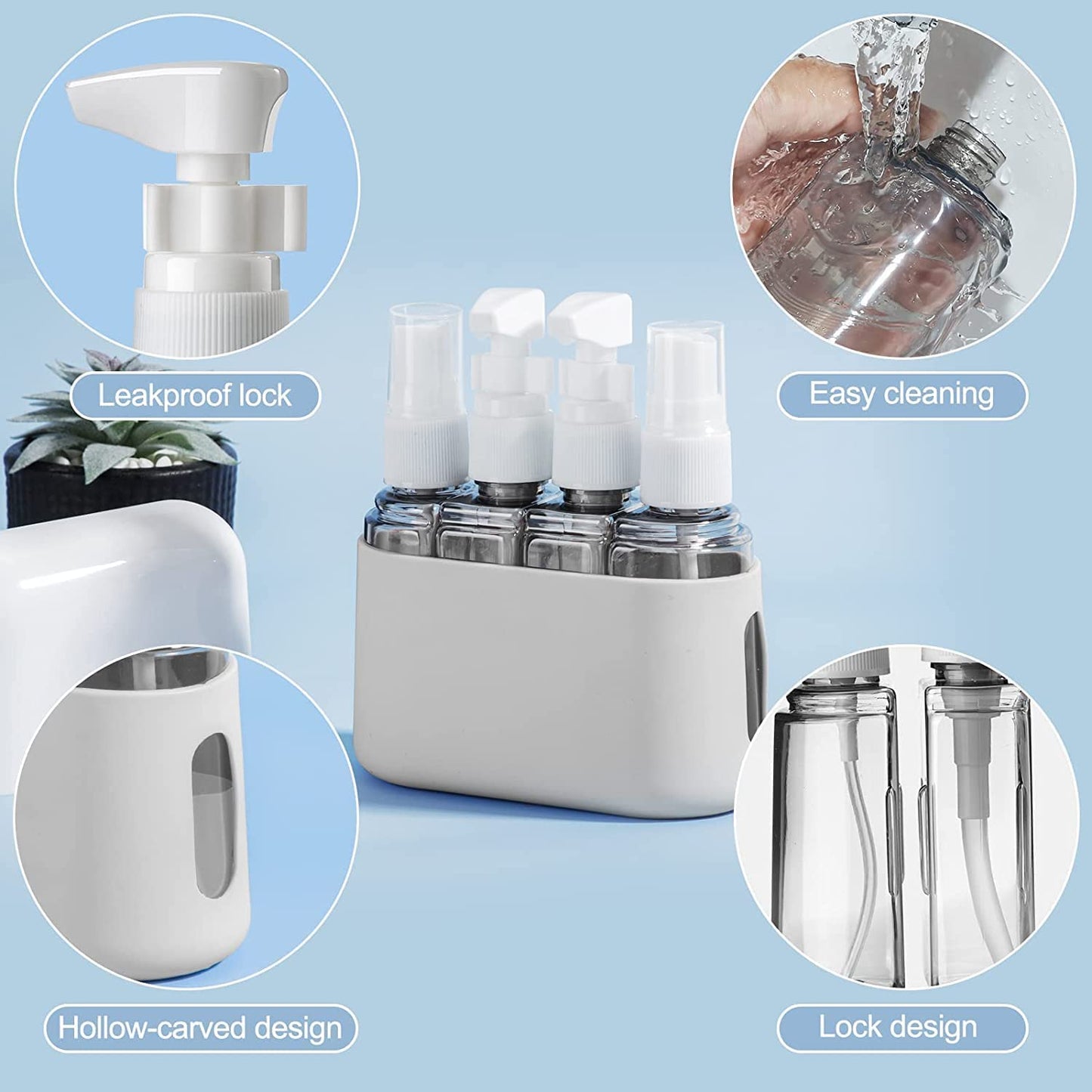 8-Pack TSA Approved Travel Bottles Set for Toiletries, 50ml/2oz Leak-Proof Containers with Labels and Storage Box