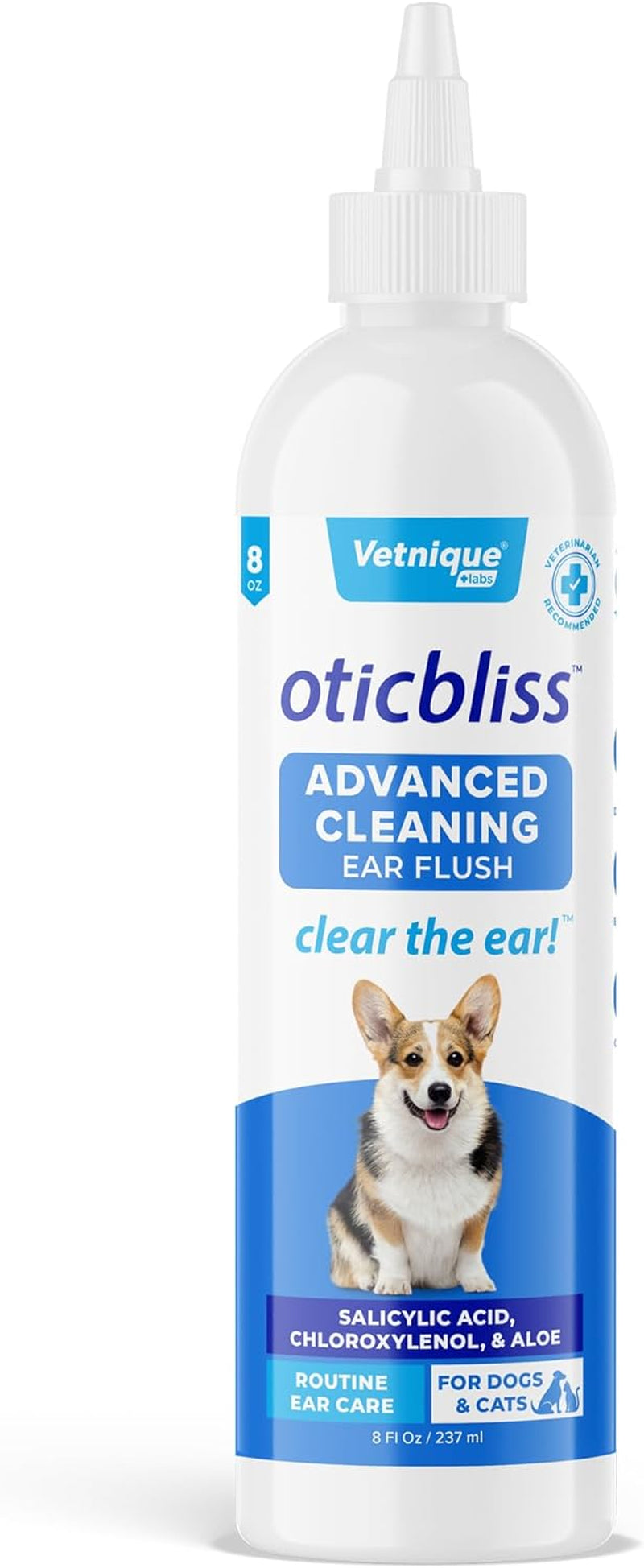 Ear Cleaner for Dogs and Cats - 8oz Solution with Odor Control and Itch Relief to Reduce Head Shaking