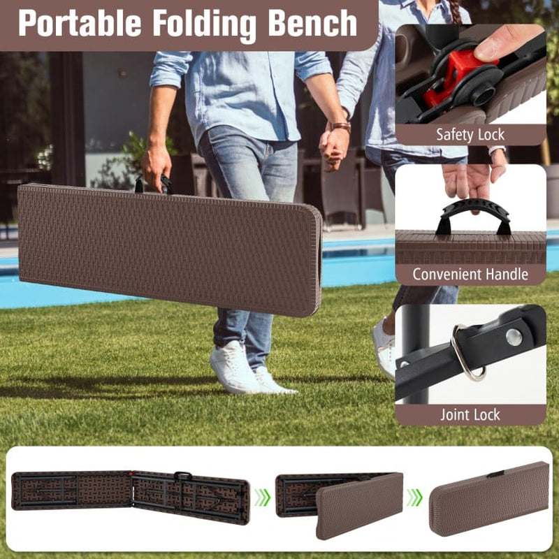 6-Foot Plastic Folding Bench with 1320 lbs Weight Capacity and Convenient Handle