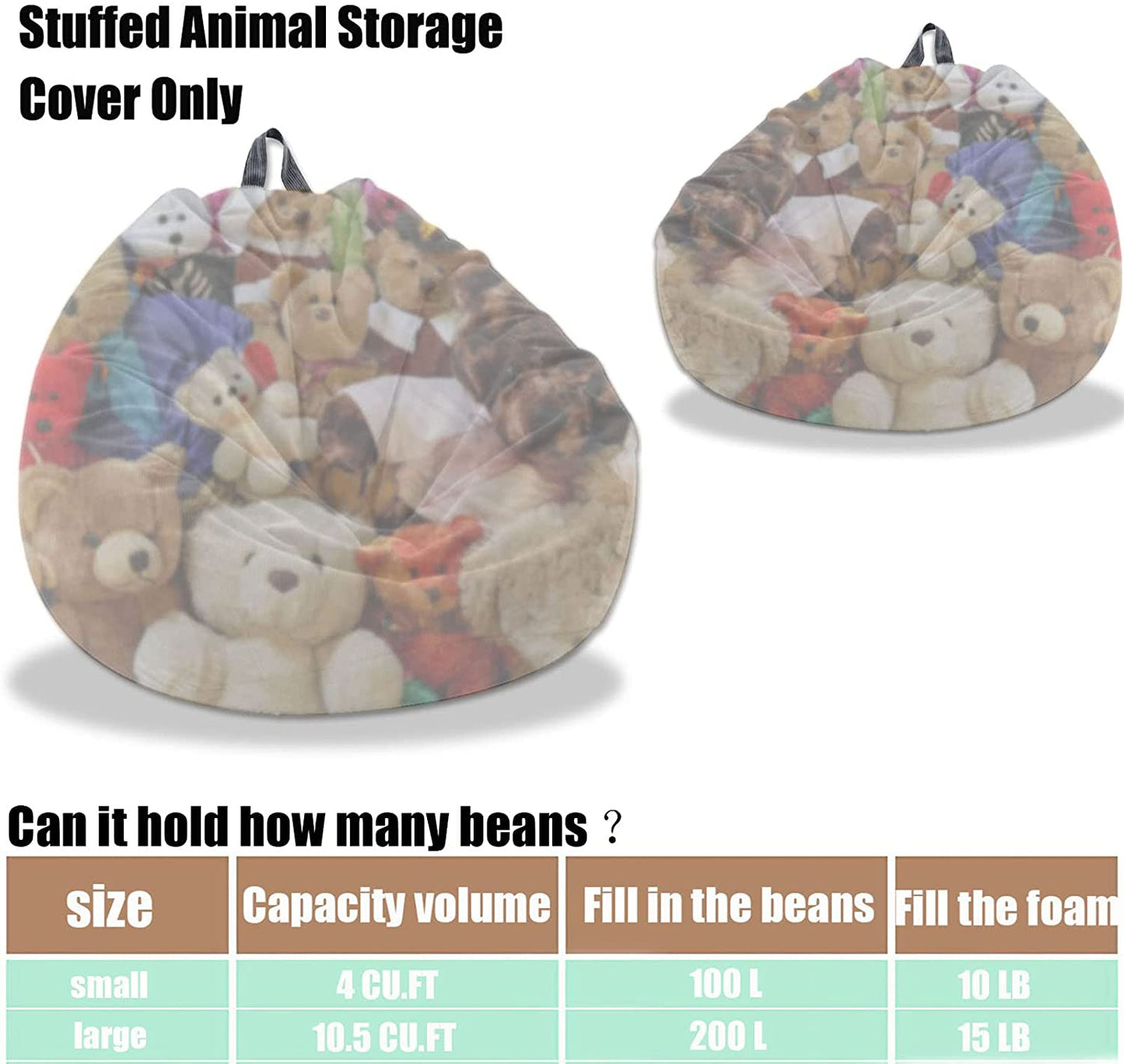 Washable Ultra Soft Corduroy Bean Bag Chair Cover with Sturdy Zipper for Organizing Plush Toys - Ideal for Adults, Kids, and Teens