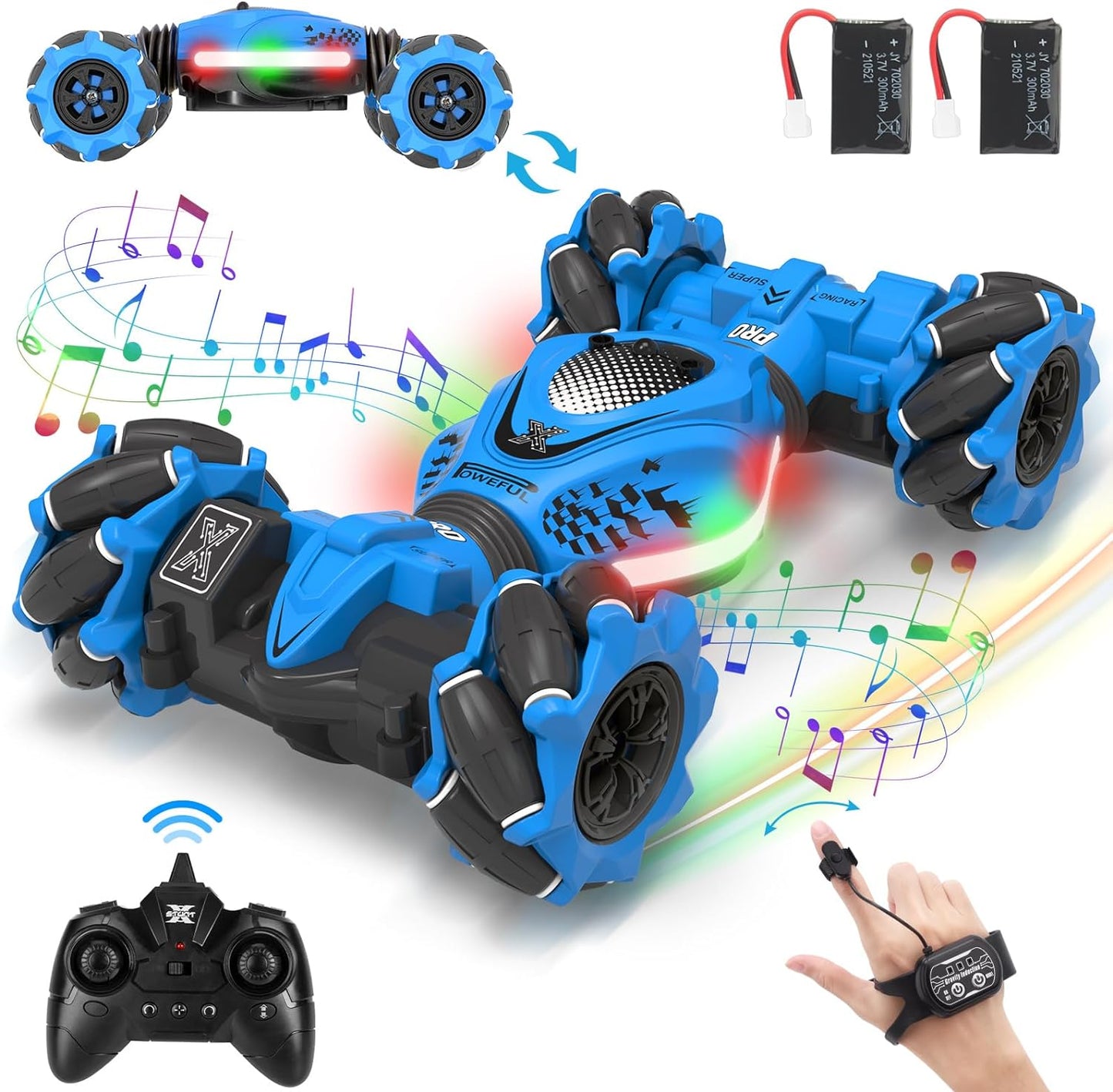 360° Rotate All-Round Drift Gesture Sensing RC Stunt Car 4WD Off-Road 2.4Ghz with Lights Music Ages 6+