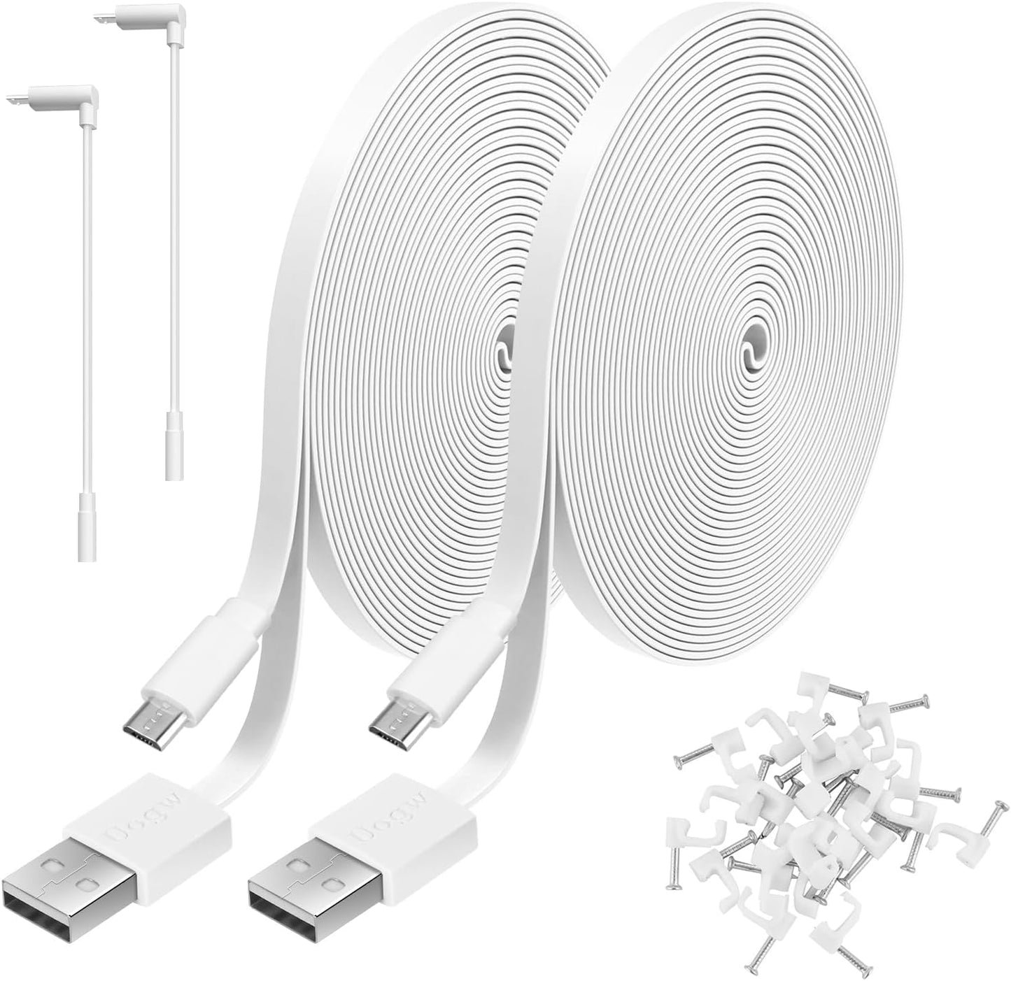 2 Pack 20FT Power Extension Cable Compatible with Wyze Cam V4,Wyzecam,Wyze Cam Pan,Wyze Cam Og,Nestcam Indoor,Blink,Amazon Cloud Camera,Usb to Micro USB Durable Charging and Data Sync Cord(White)