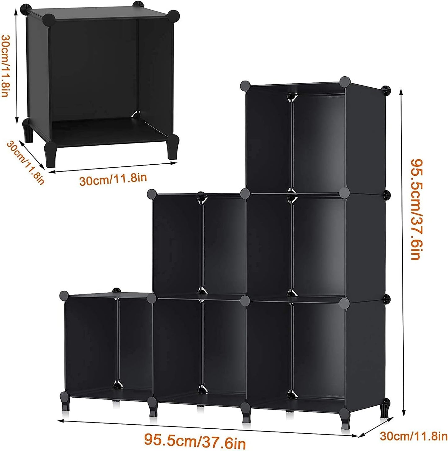 6-Cube Closet Organizer and Storage Shelf with Metal Hammer, Versatile Cabinet for Bedroom, Kitchen, and Closet, Black