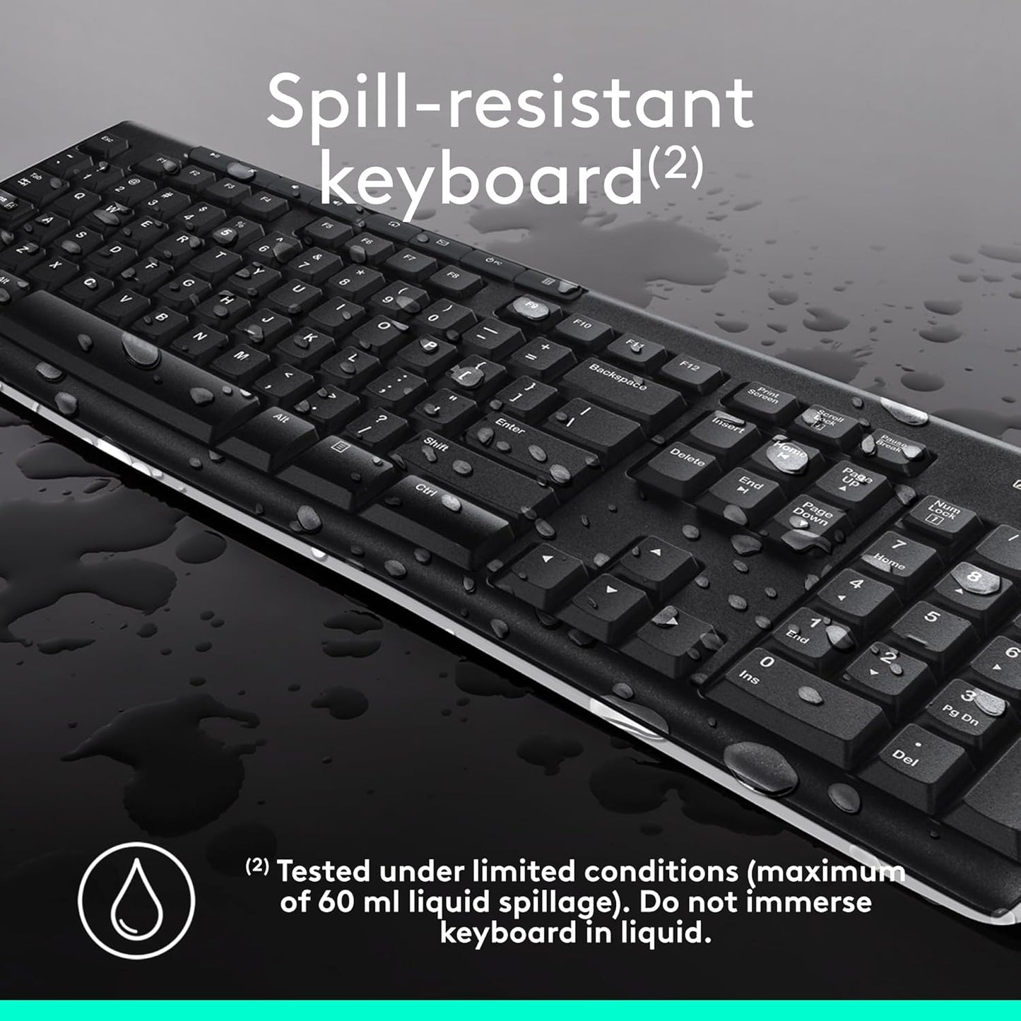 Wireless Keyboard and Mouse Combo for Windows, 2.4 Ghz Wireless, Compact Mouse, 8 Multimedia and Shortcut Keys, 2-Year Battery Life, for PC, Laptop