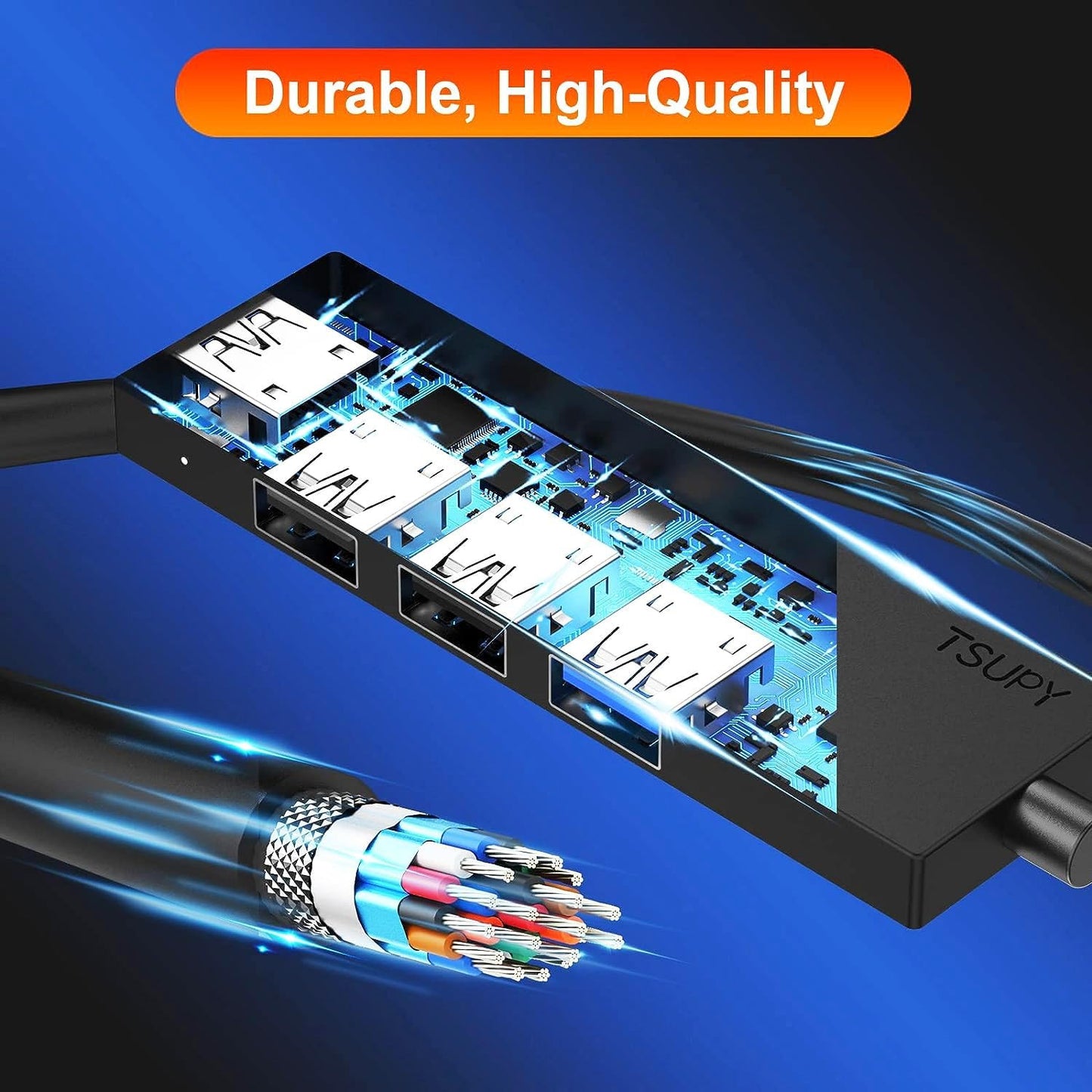 USB 3.0 Hub - Ultra Slim Portable Data Splitter with 5Gbps Speed for Desktop, Laptop, PS4, Chromebook, and More