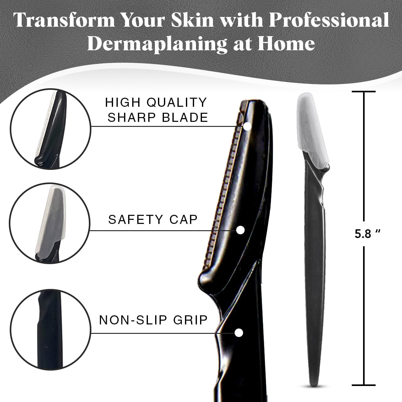 Dermaplaning Razor Set for Women - 12-Piece Facial and Eyebrow Shaver Collection (Black)