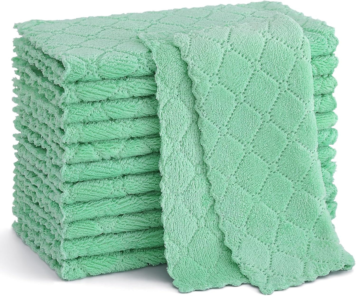 Microfiber Cleaning Cloths - 12 Pack, Ultra Soft & Absorbent Kitchen Towels, 10" x 10", Lint-Free Reusable Cloths