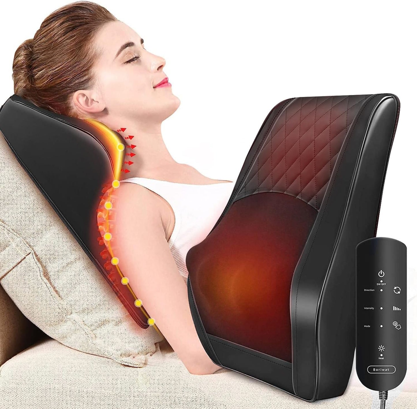 Neck and Back Massager with Heat - Therapeutic Massage Pillow for Pain Relief, Ideal for Home, Office, and Travel