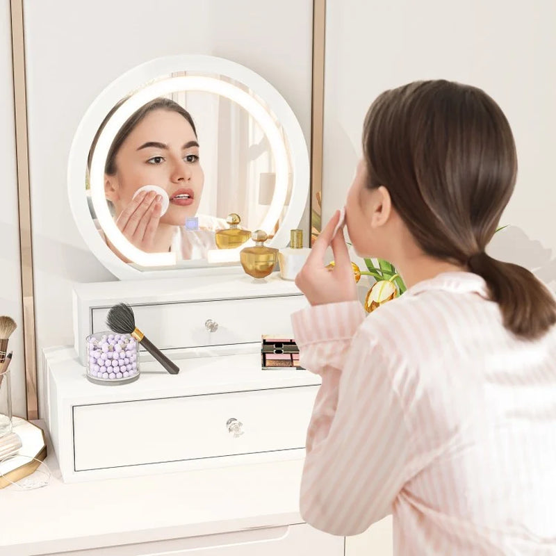 Illuminated Vanity Mirror for Bedroom Tabletop Use