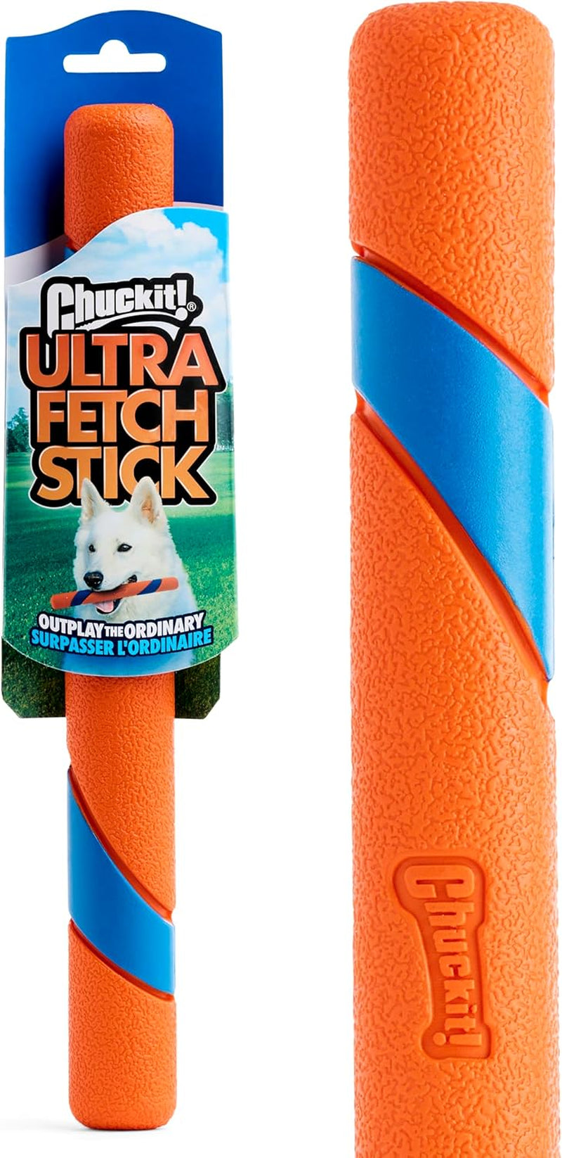 12-Inch Fetch Stick Outdoor Dog Slobber Free Pet Toy for All Breeds-Ring Chaser, Interactive, Indestructible Toy