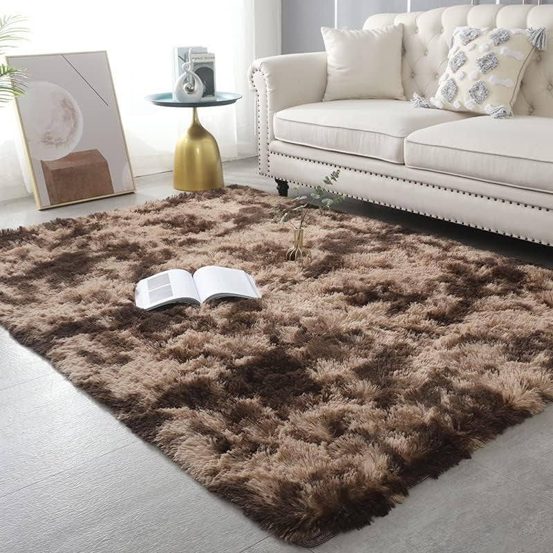 Ultra Soft Modern Shaggy Area Rug for Bedroom and Living Room - Fluffy Throw Carpet for Kids' Rooms (4x6 Feet, Dark Gray)