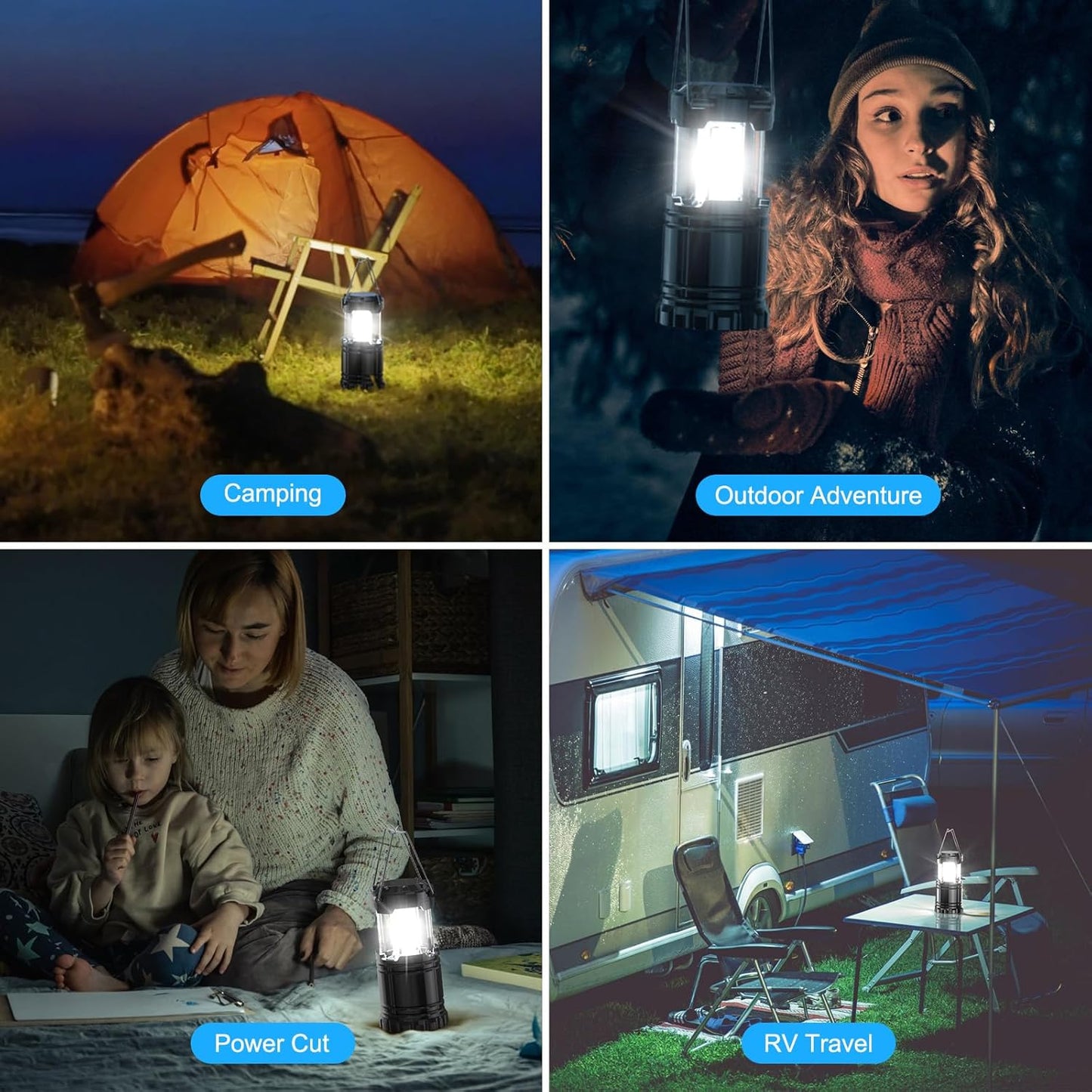 LED Camping Lantern - Portable High-Intensity Outdoor Emergency Light with 12 AA Batteries - Camping, Hiking, Fishing, and Emergency Situations