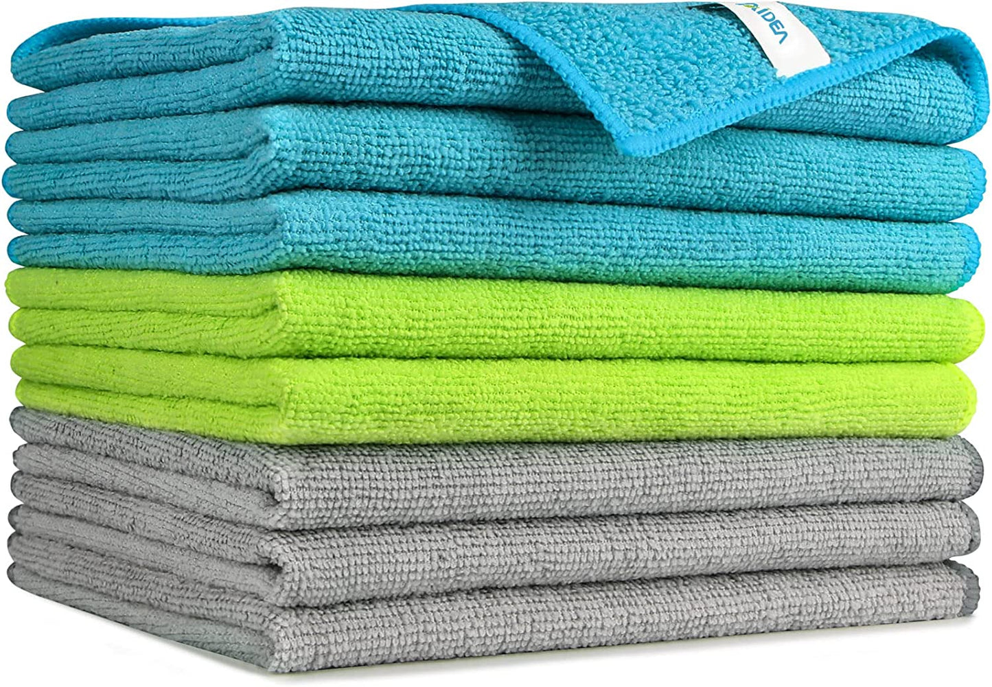 Microfiber Cleaning Cloths - 8 Pack, Soft and Absorbent Lint-Free Towels (12" x 16")