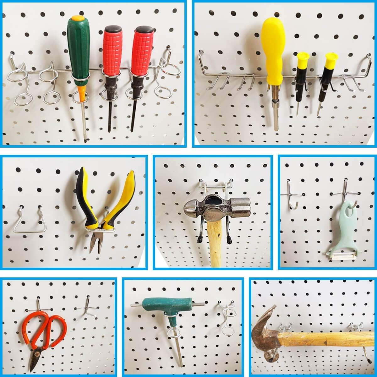 Assorted Pegboard Hooks and Bins Set with Peg Locks for Tool Organization, 80 Pieces