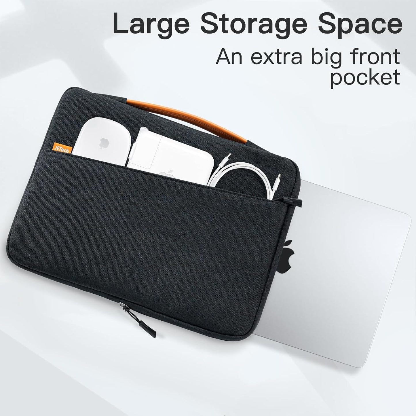 15-Inch Laptop Sleeve, Waterproof Case with Portable Handle and Pocket, Compatible with 15-Inch Notebooks (Black)