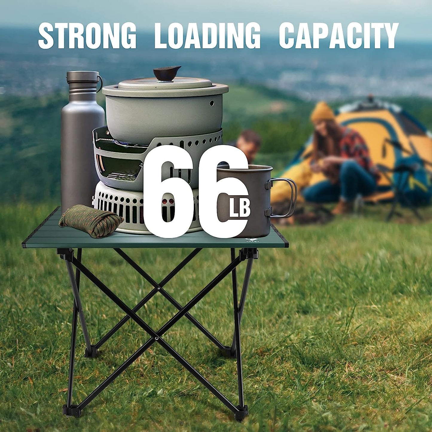 Portable Ultralight Aluminum Folding Camping Table with Carry Bag for Outdoor Activities, Picnics, and Indoor Use - Green
