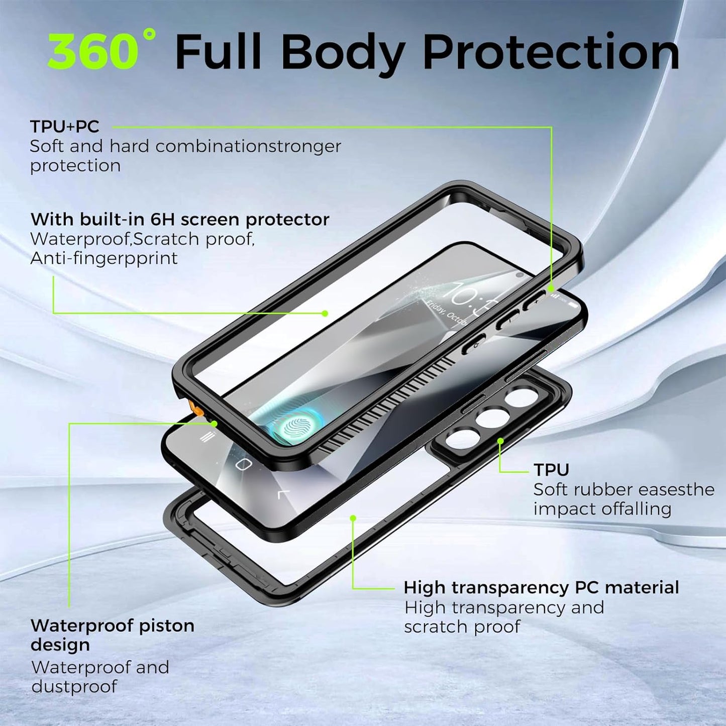 Waterproof Case for Galaxy S24 Ultra - IP68 Rated, Magnetic Kickstand, Lens and Drop Protection, Impact Resistant TPU+PC Design