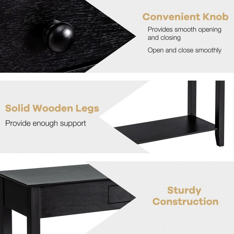 Console Sofa Side Accent Table with Drawer and Shelf Storage