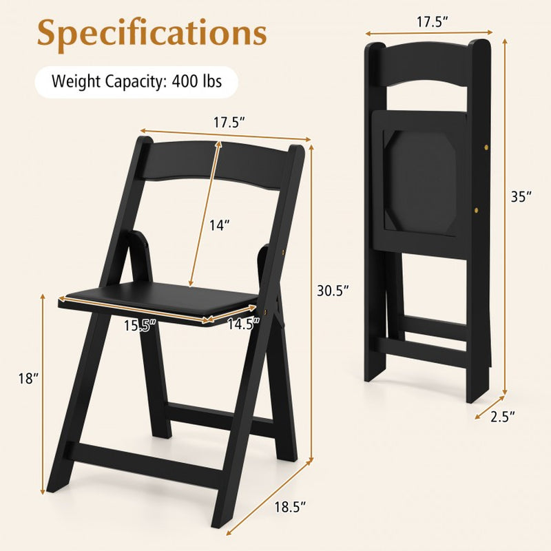 Set of 4 Foldable Dining Chairs with Rubberwood Legs and Cushioned Seats