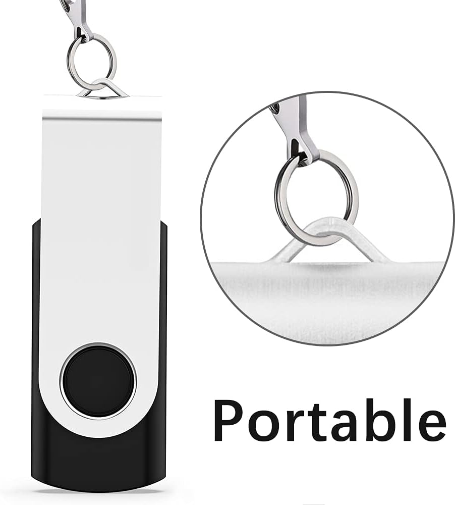 4GB USB Flash Drive 10-Pack, Bulk USB 2.0 Swivel Memory Sticks, Black