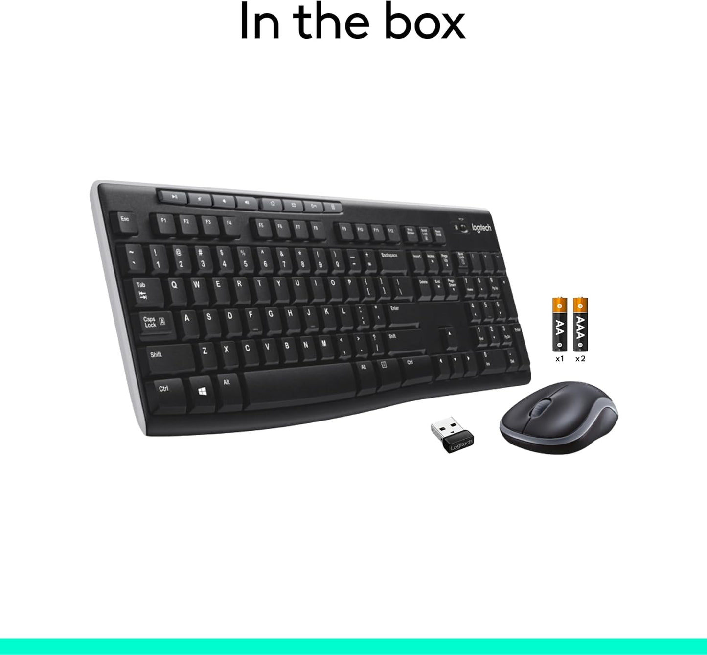 Wireless Keyboard and Mouse Combo for Windows - 2.4 GHz Connectivity, Compact Design, 8 Multimedia and Shortcut Keys, 2-Year Battery Life