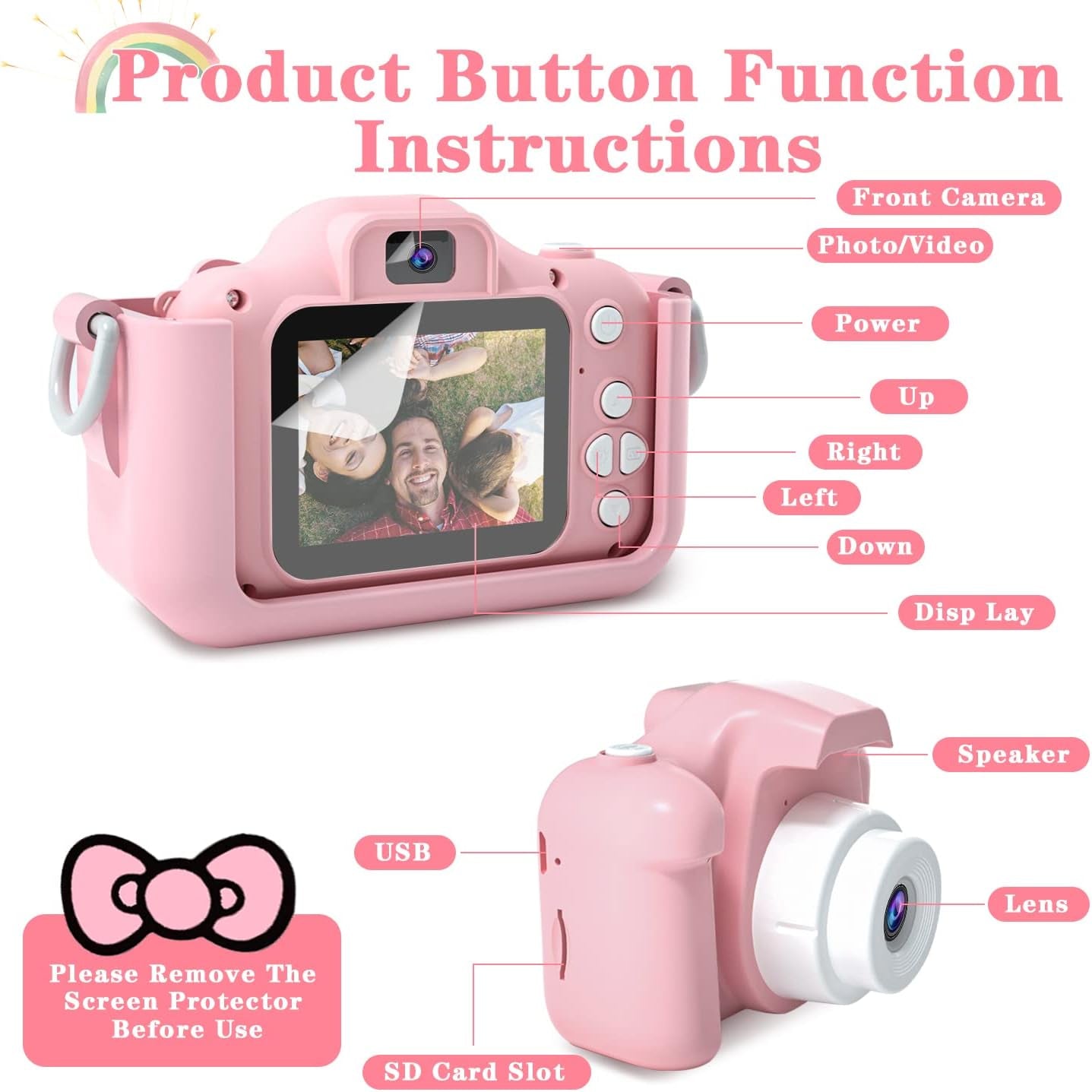 Children's Digital Camera - Video Functionality Ages 3+, Includes 32GB TF Card