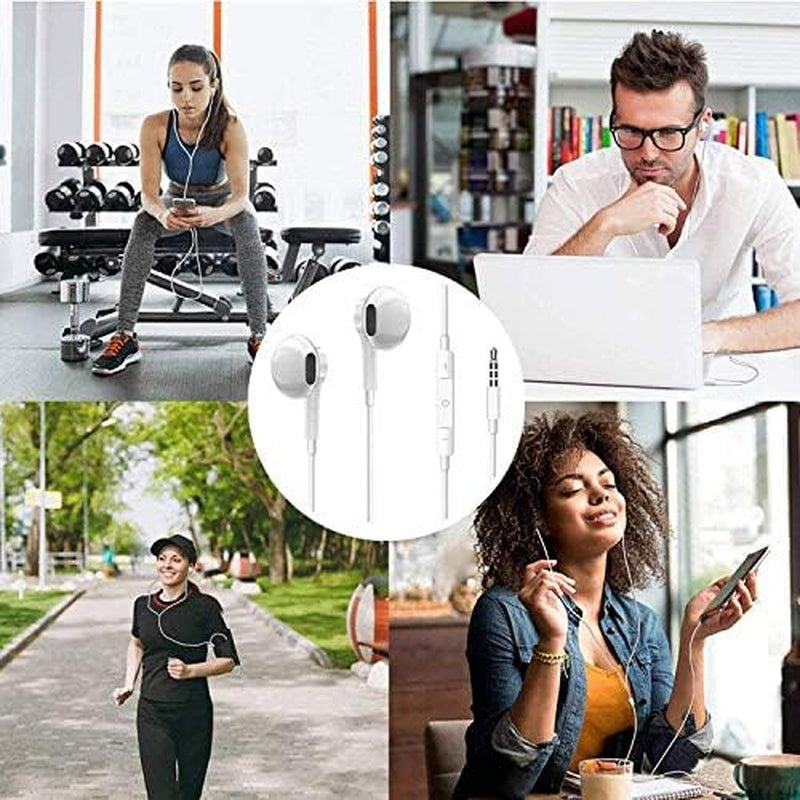 2-Pack 3.5mm Wired In-Ear Earphones with Noise Isolation, Built-In Microphone, and Volume Control