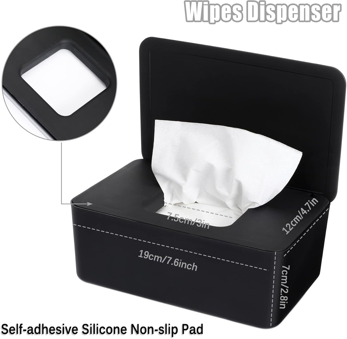 Wipes Dispenser - Large Capacity Baby Wipes Holder - Silicone Non-Slip Pad, Dustproof Tissues Wipes Case with Lid