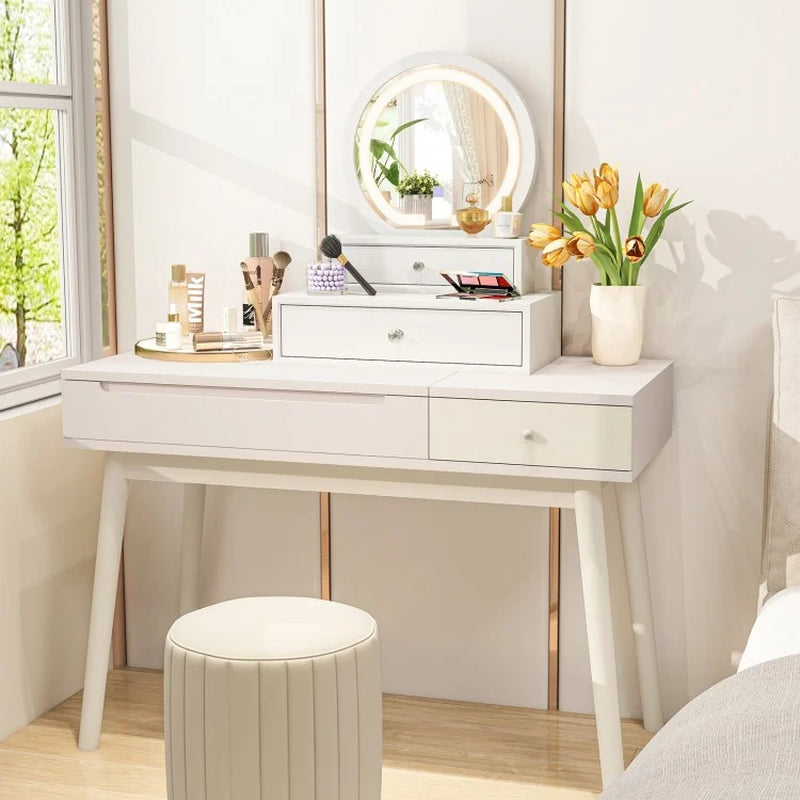 Illuminated Vanity Mirror for Bedroom Tabletop Use