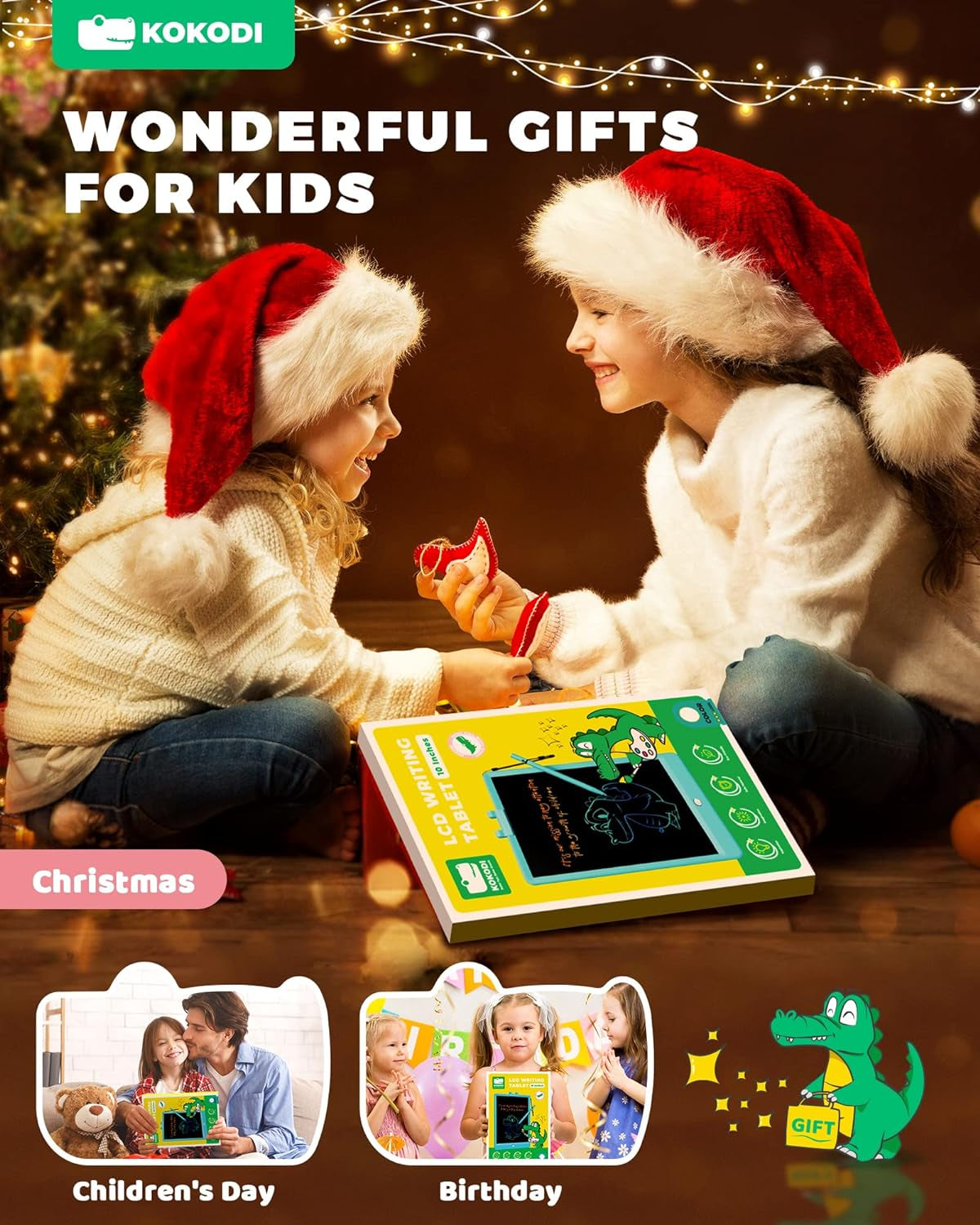 10-Inch LCD Writing Tablet for Kids, Erasable Doodle Board for Ages 3-6, Educational Travel Toy for Boys and Girls