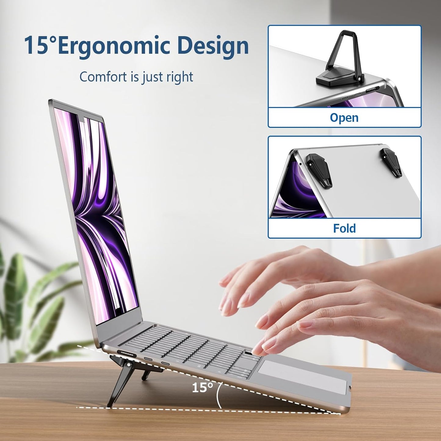 Portable Invisible Laptop Stand (2-Pack) - Mini Aluminum Cooling Pad and Ergonomic Lightweight Desk Stand 12-17 Inch Tablets/Laptops - Black