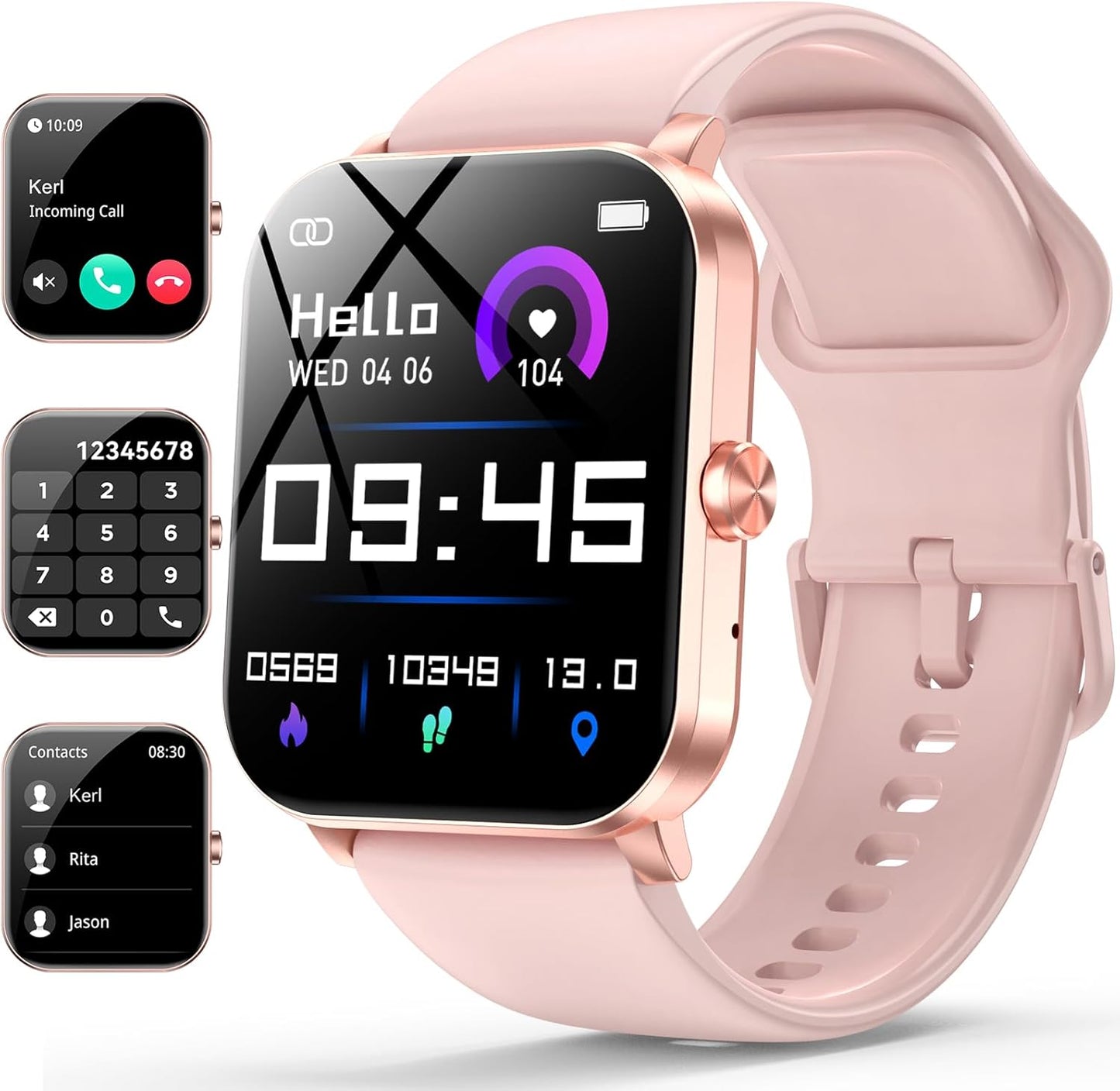 Smart Watch for Men Women with Bluetooth Call, Activity Tracker Compatible with Ios/Android Phones, 1.85" HD Screen Fitness Watch with Heart Rate/Sleep/Spo2 Monitor, 100+ Sports Modes(Black)