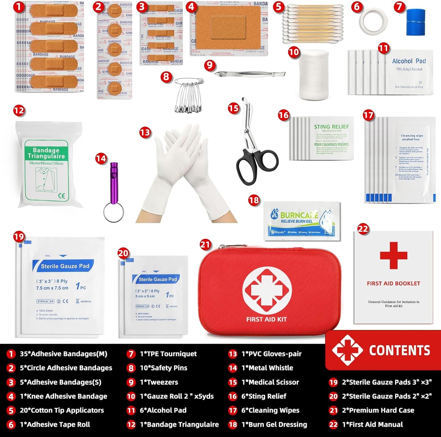 Compact 110-Piece Waterproof First Aid Kit for Home, Travel, and Outdoor Use - Essential Emergency Medical Supplies and Survival Gear