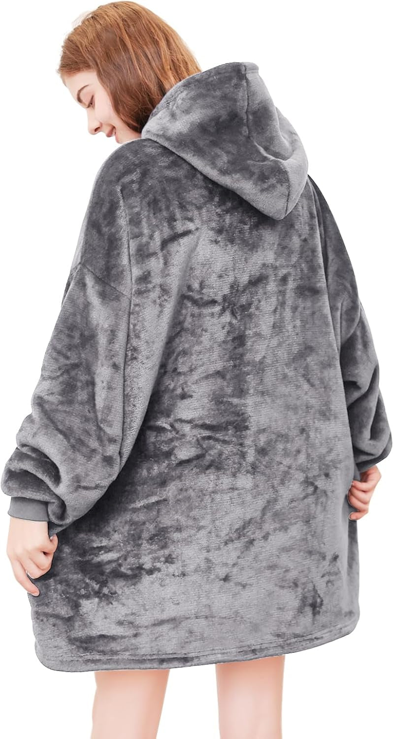 Blanket Hoodie, Wearable Blanket - Gaint Pocket, Oversized Sherpa Sweatshirt