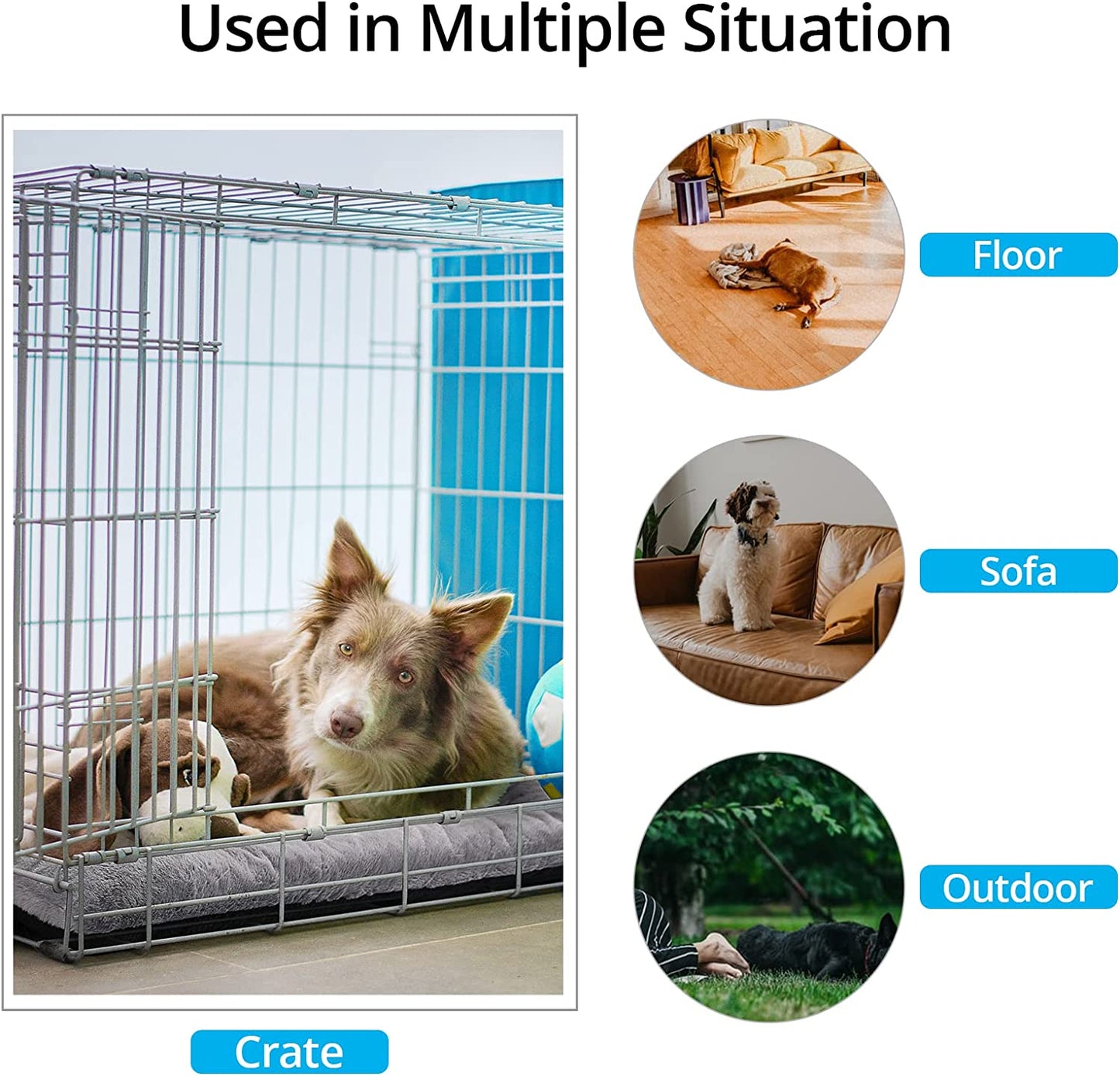 Dog Bed Mat 36" for Metal Crates - Ultra-Soft, Machine Washable, Anti-Slip Kennel, 36L x 23W x 1H Inch Med - Lrg