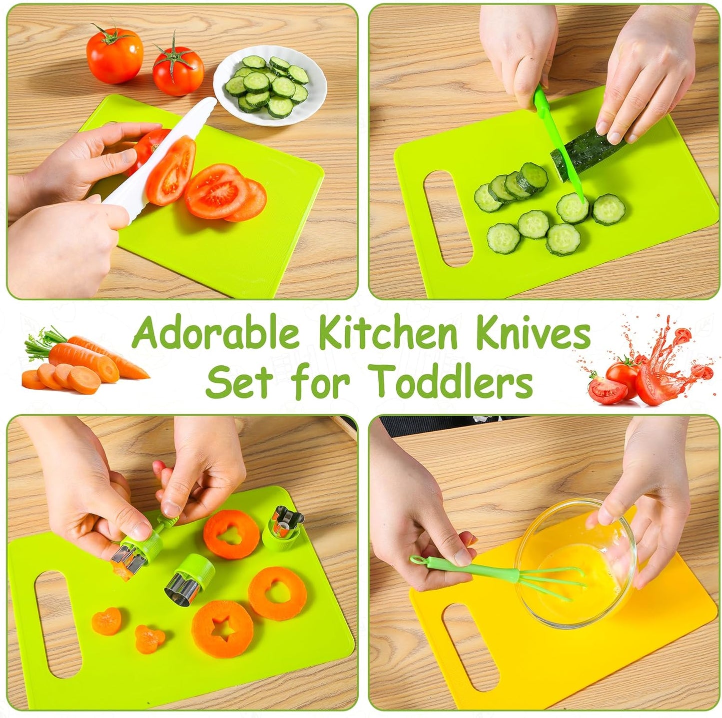 Montessori-Inspired Kids Knife Set: 46-Piece Cooking Tools for Toddlers, Ideal Gift for Ages 2 and Up